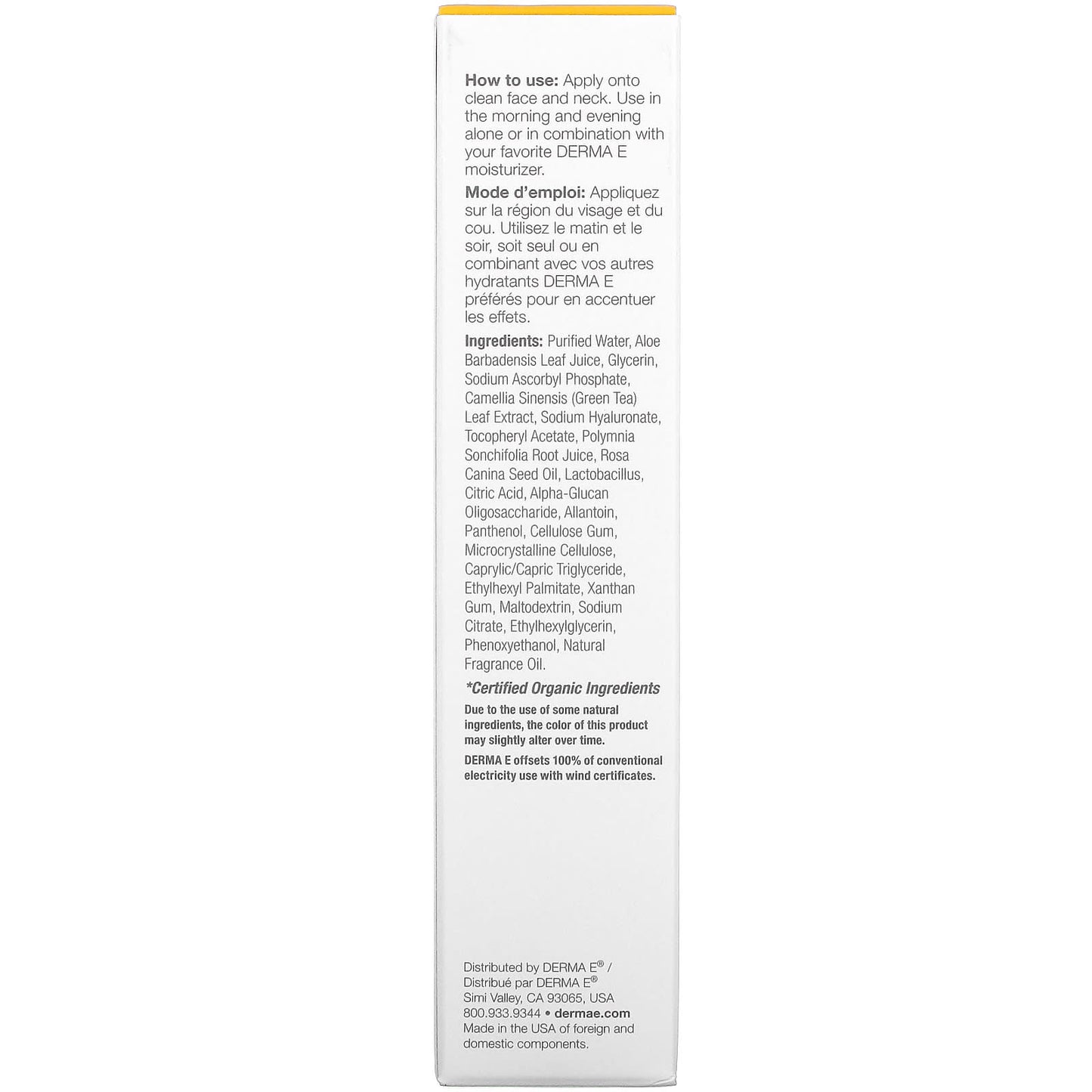 DERMA E., Vitamin C Concentrated Serum, Hyaluronic Acid, 2 fl oz (60 ml) UPC 030985003659 | HiLife Vitamins