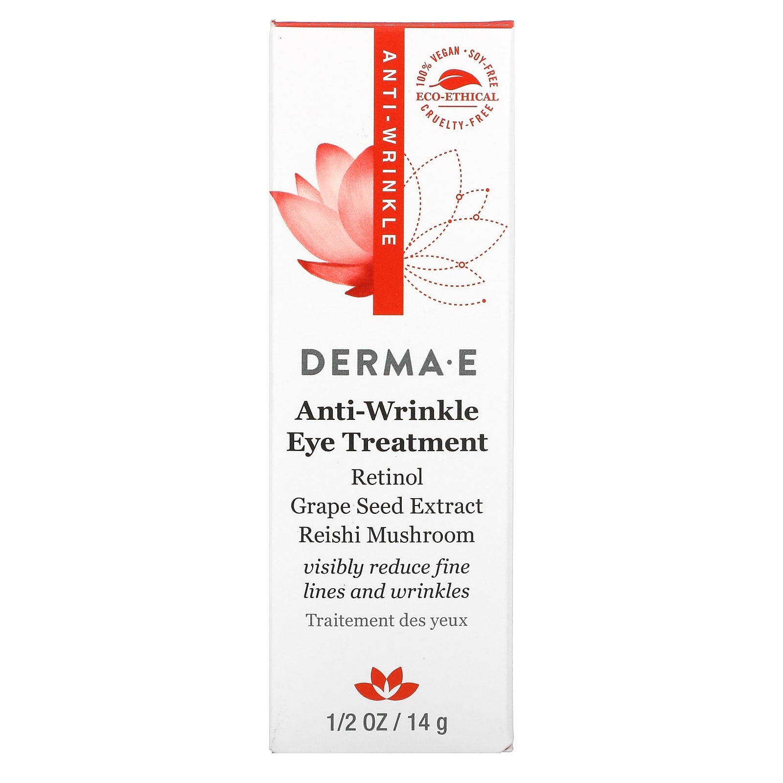 DERMA E., Anti-Wrinkle Eye Treatment, 1/2 oz (14 g) UPC 030985004878 | HiLife Vitamins