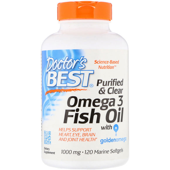 Doctor’s Best, Pure & Clear Omega Fish Oil 1000 mg, 120 Softgels - 753950004788 | Hilife Vitamins