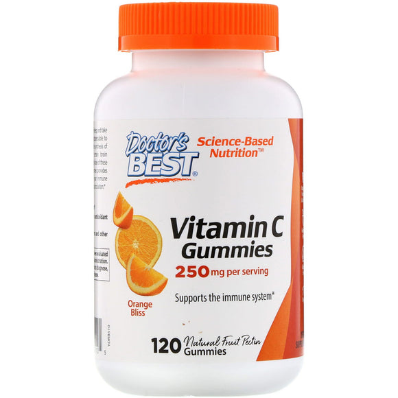 Doctor’s Best, Vitamin C Gummies, Orange Bliss, 250 mg, 120 Gummies - 753950005105 | Hilife Vitamins