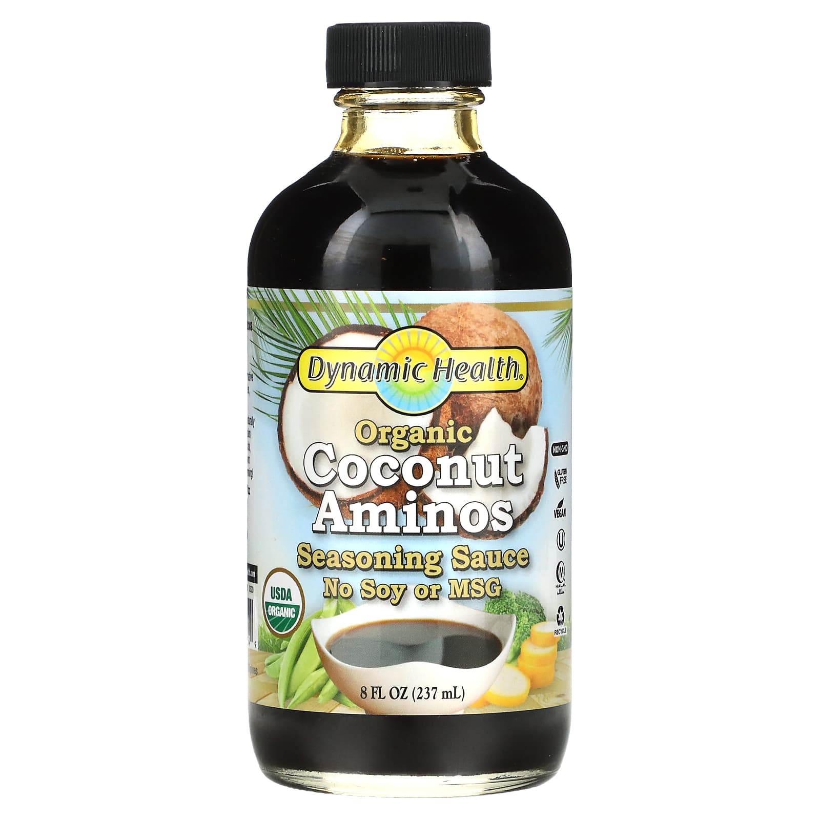 Dynamic Health, Coconut Aminos Certified Organic, 8 Oz Liquid UPC 790223902549 | HiLife Vitamins