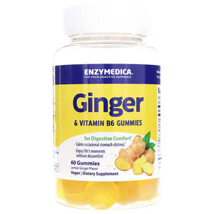 Enzymedica, Ginger & Vitamin B6 Gummies, 60 Gummies - 670480201299 | Hilife Vitamins