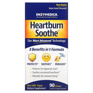Enzymedica, Heartburn Relief, 90 Chewables - 670480100318 | Hilife Vitamins