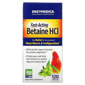 Enzymedica, Betaine HCl, 120 Capsules - 670480100813 | Hilife Vitamins