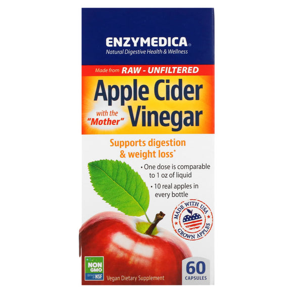 Enzymedica, Apple Cider Vinegar, 60 Capsules - 670480100820 | Hilife Vitamins