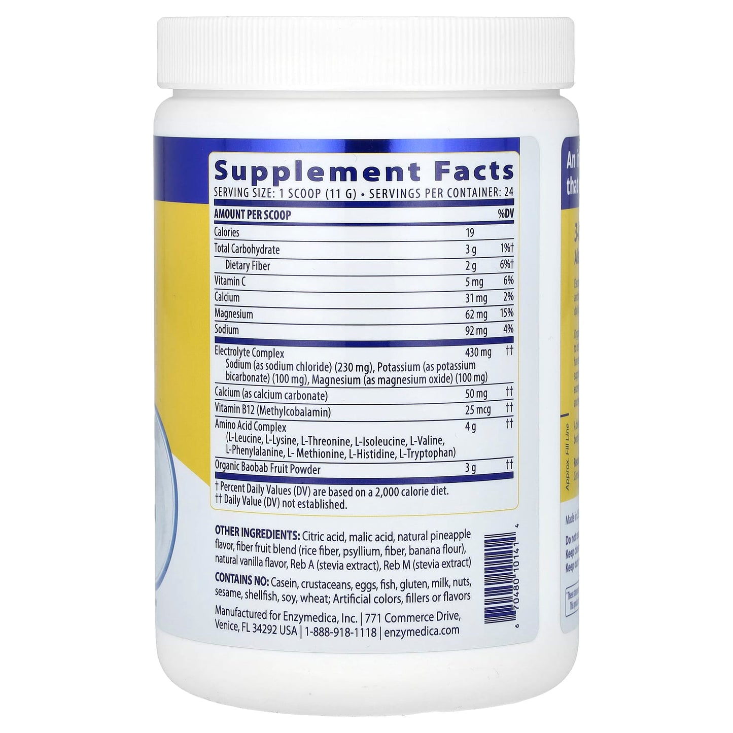 Enzymedica, Fasting Today, Intermittent Fasting Drink Mix, Tropical Pineapple, 9.31 oz (264 g)