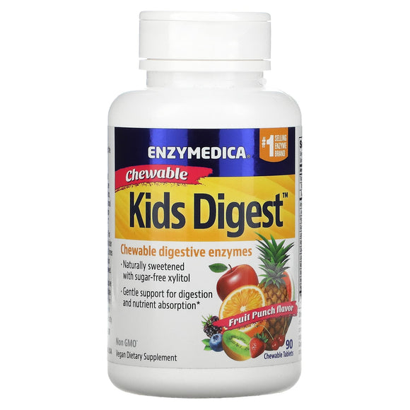 Enzymedica, Kids Digest Fruit Punch, 90 Chewables - 670480110119 | Hilife Vitamins
