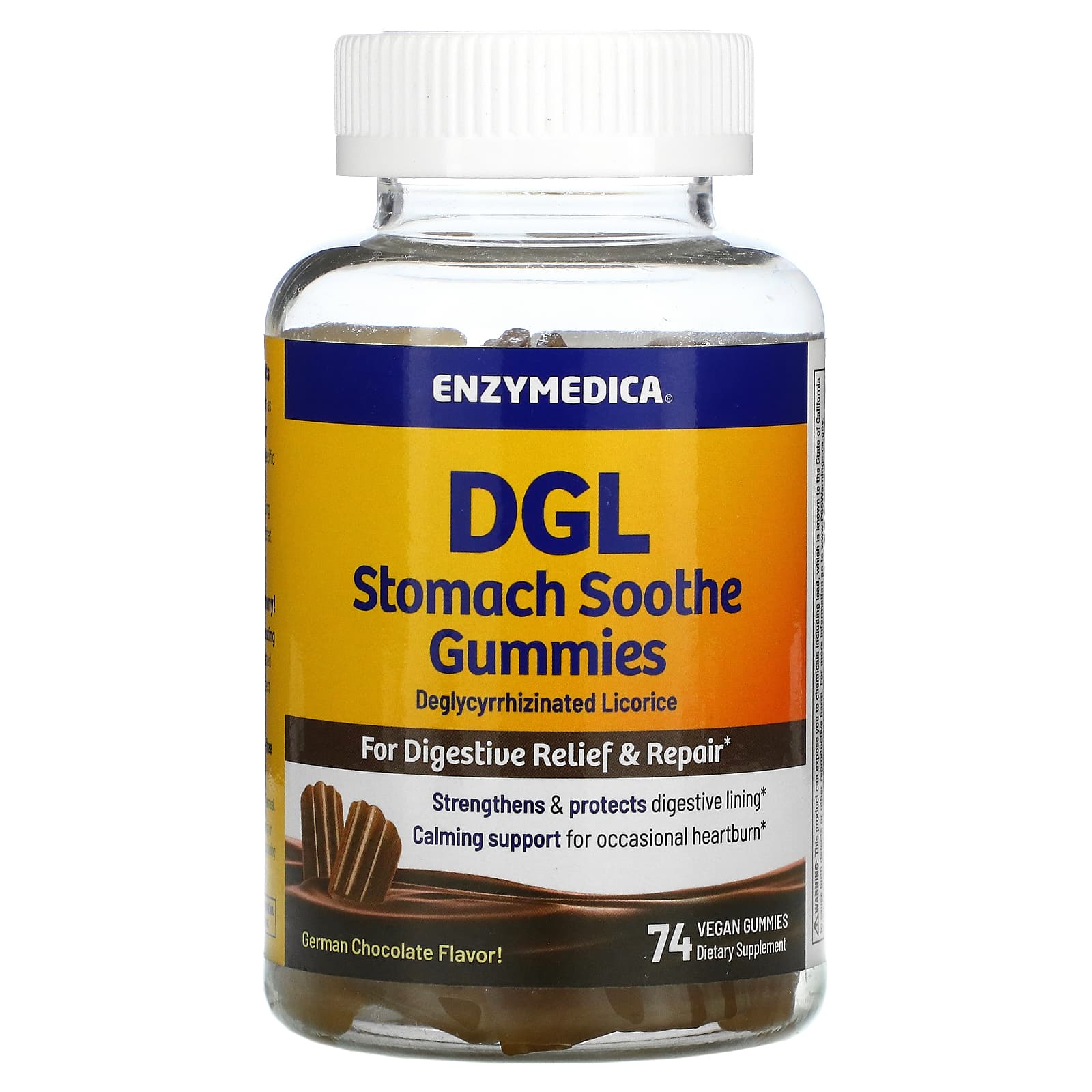 Enzymedica, DGL Stomach Soothe Gummies, 74 Vegan Gummies - 670480201275 | Hilife Vitamins