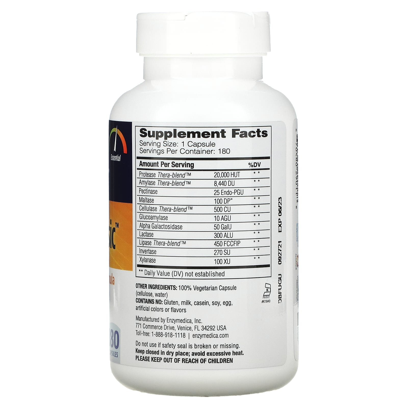 Enzymedica, Digest Basic, 180 Capsules - [product_sku] | HiLife Vitamins