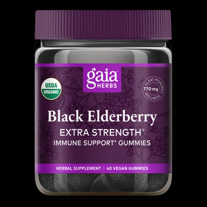 Gaia Herbs, Black Elderberry extra Strength, 40 Vegan Gummies - 751063151511 | Hilife Vitamins