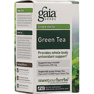 Gaia Herbs, Green Tea, 60 Vegetarian Liquid Phyto-Caps - 751063402002 | Hilife Vitamins