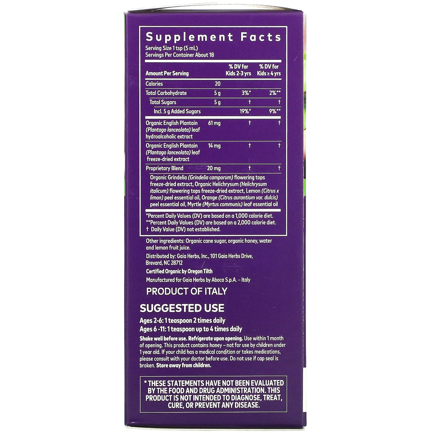 Gaia Herbs, Bronchial Wellness Syrup for Kids, 3 Oz UPC 751063145039 | HiLife Vitamins
