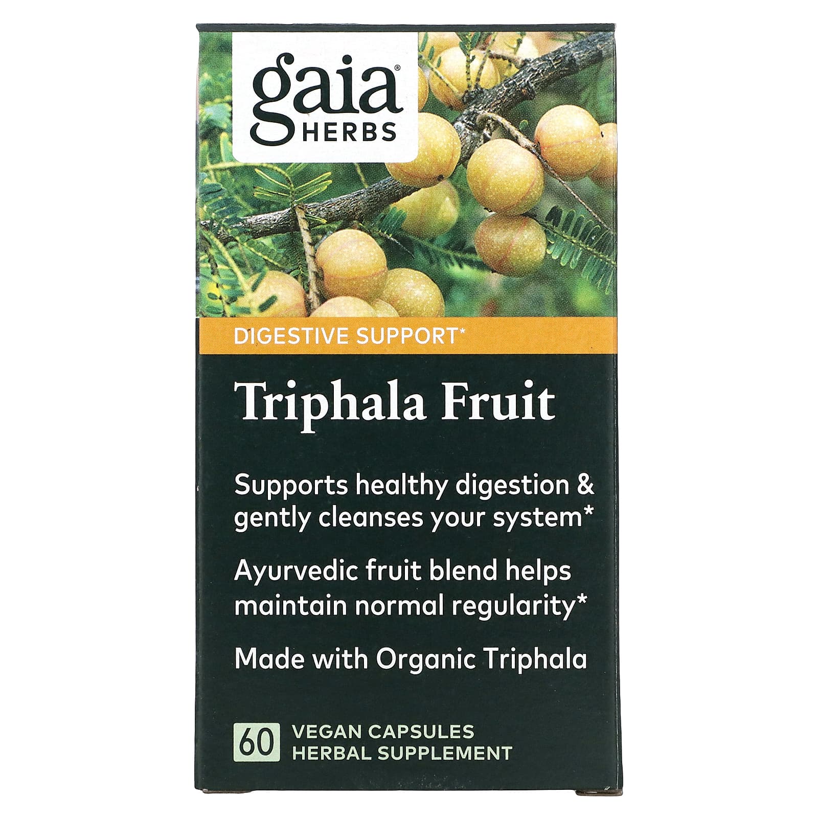 Gaia Herbs, Triphala Fruit, 60 Vegan Liquid Phyto-Caps UPC 751063145923 | HiLife Vitamins