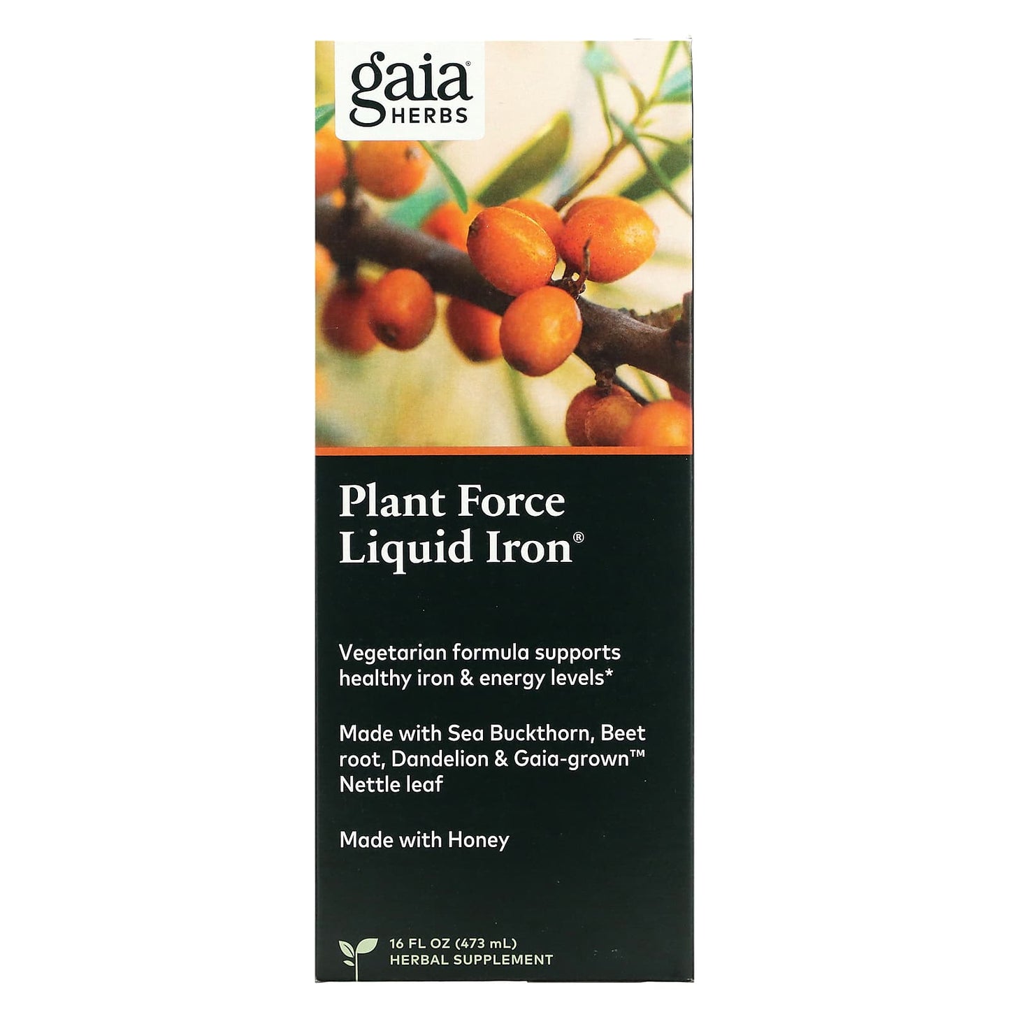 Gaia Herbs, Plant Force Liquid Iron, 16 Oz UPC 751063146272 | HiLife Vitamins