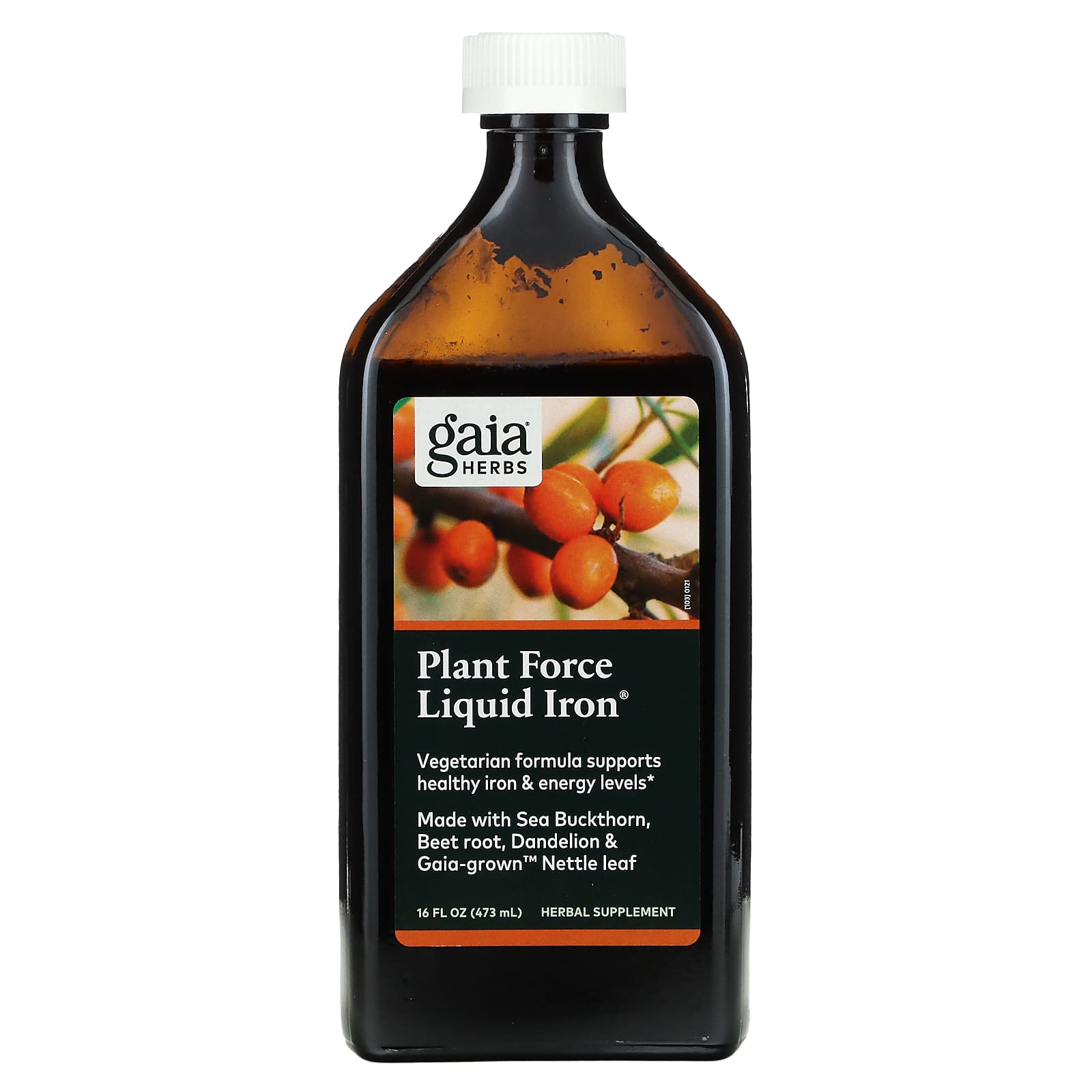 Gaia Herbs, Plant Force Liquid Iron, 16 Oz UPC 751063146272 | HiLife Vitamins