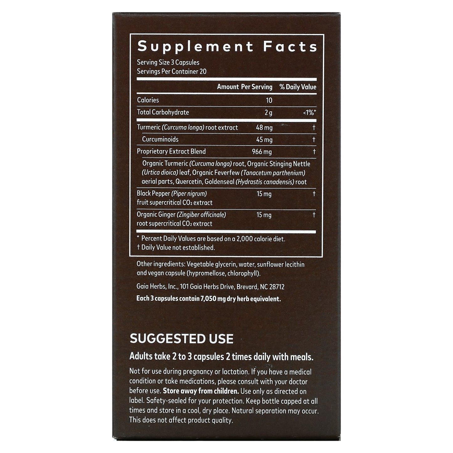 Gaia Herbs, Turmeric Supreme, Sinus Support, 60 Vegan Liquid Phyto-Caps UPC 751063146340 | HiLife Vitamins