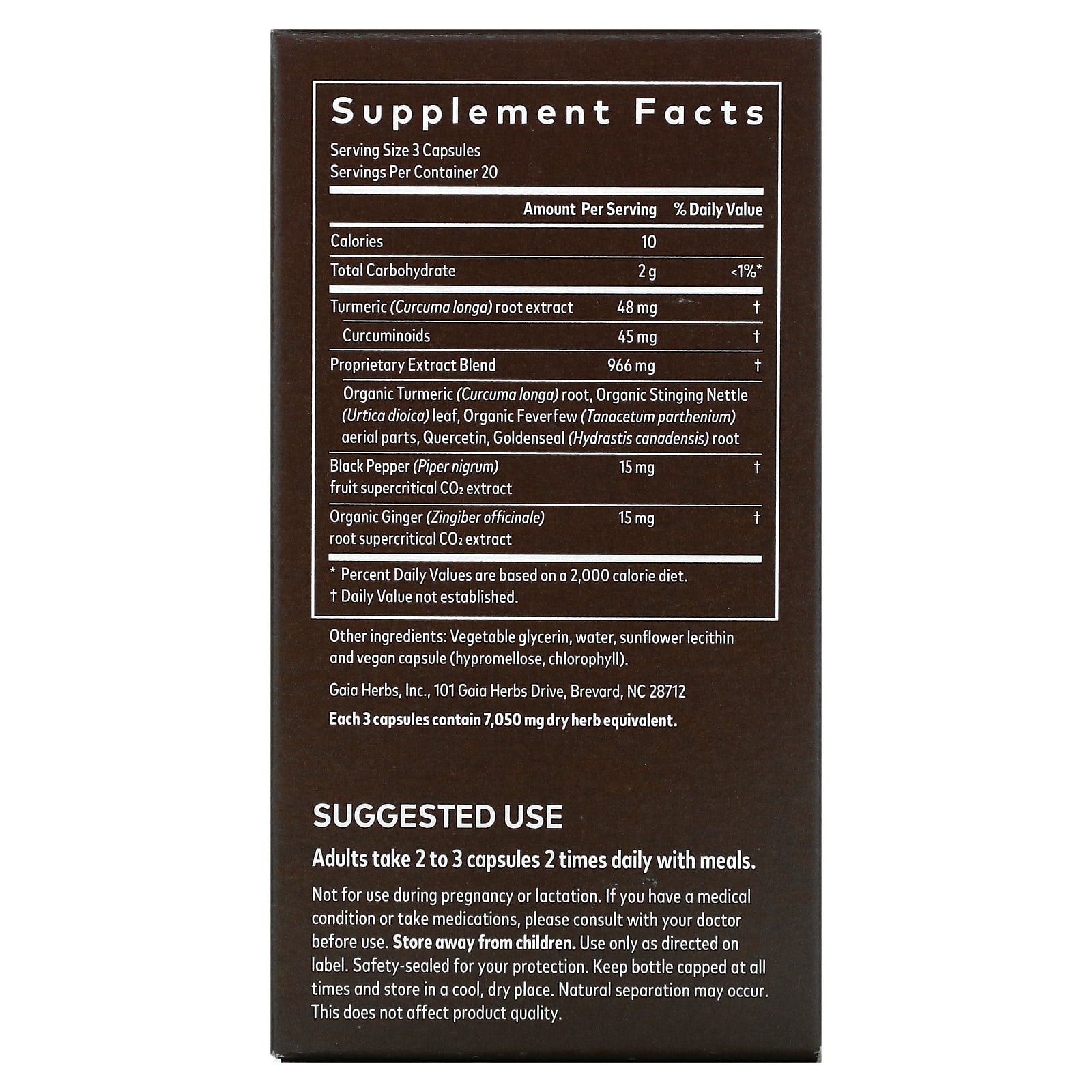 Gaia Herbs, Turmeric Supreme, Sinus Support, 60 Vegan Liquid Phyto-Caps UPC 751063146340 | HiLife Vitamins