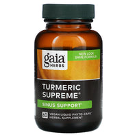 Gaia Herbs, Turmeric Supreme, Sinus Support, 60 Vegan Liquid Phyto-Caps UPC 751063146340 | HiLife Vitamins