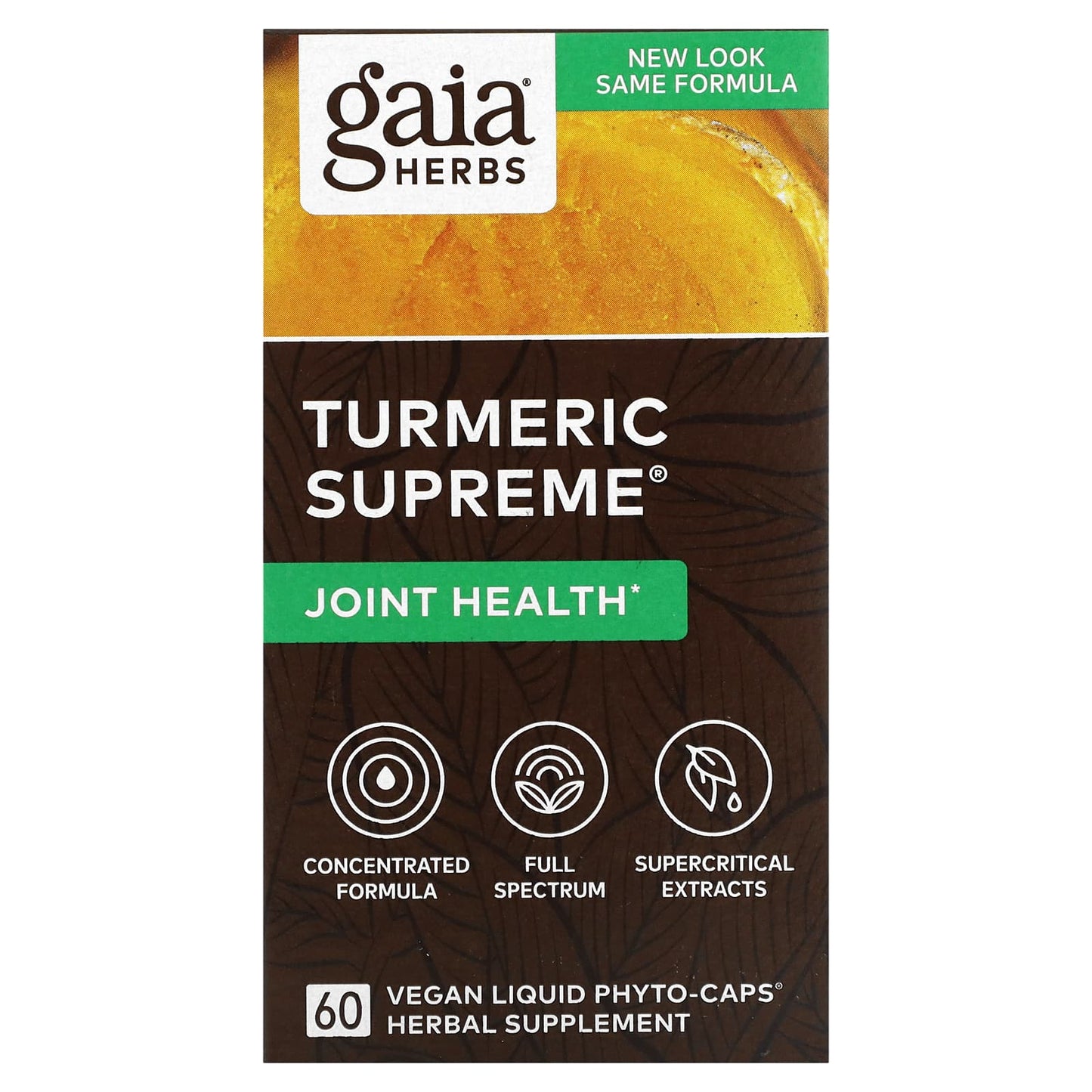 Gaia Herbs, Turmeric Supreme, Joint Health, 60 Vegan Liquid Phyto-Caps UPC 751063146456 | HiLife Vitamins