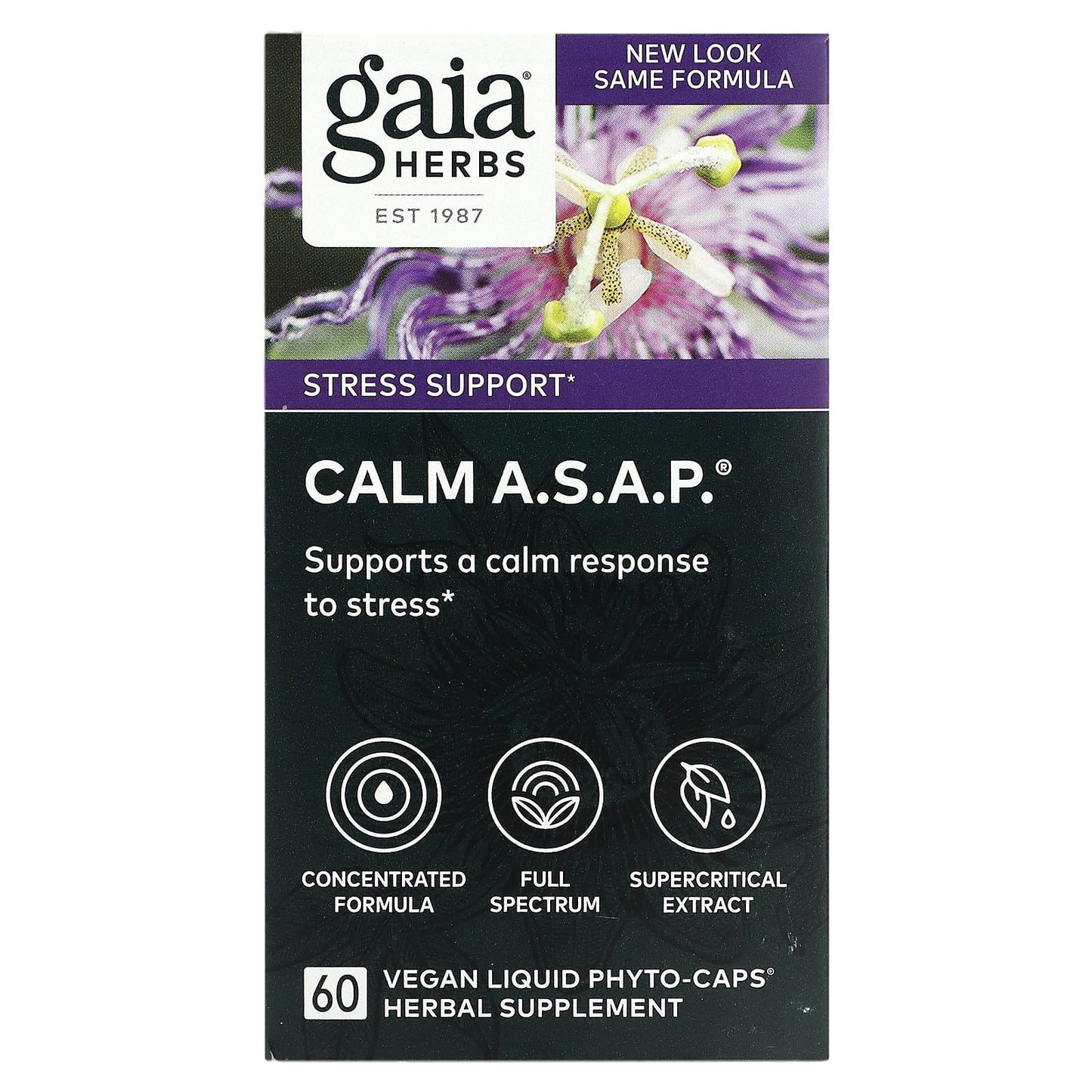 Gaia Herbs, Calm A.S.A.P., 60 Vegan Liquid Phyto-Caps UPC 751063150491 | HiLife Vitamins