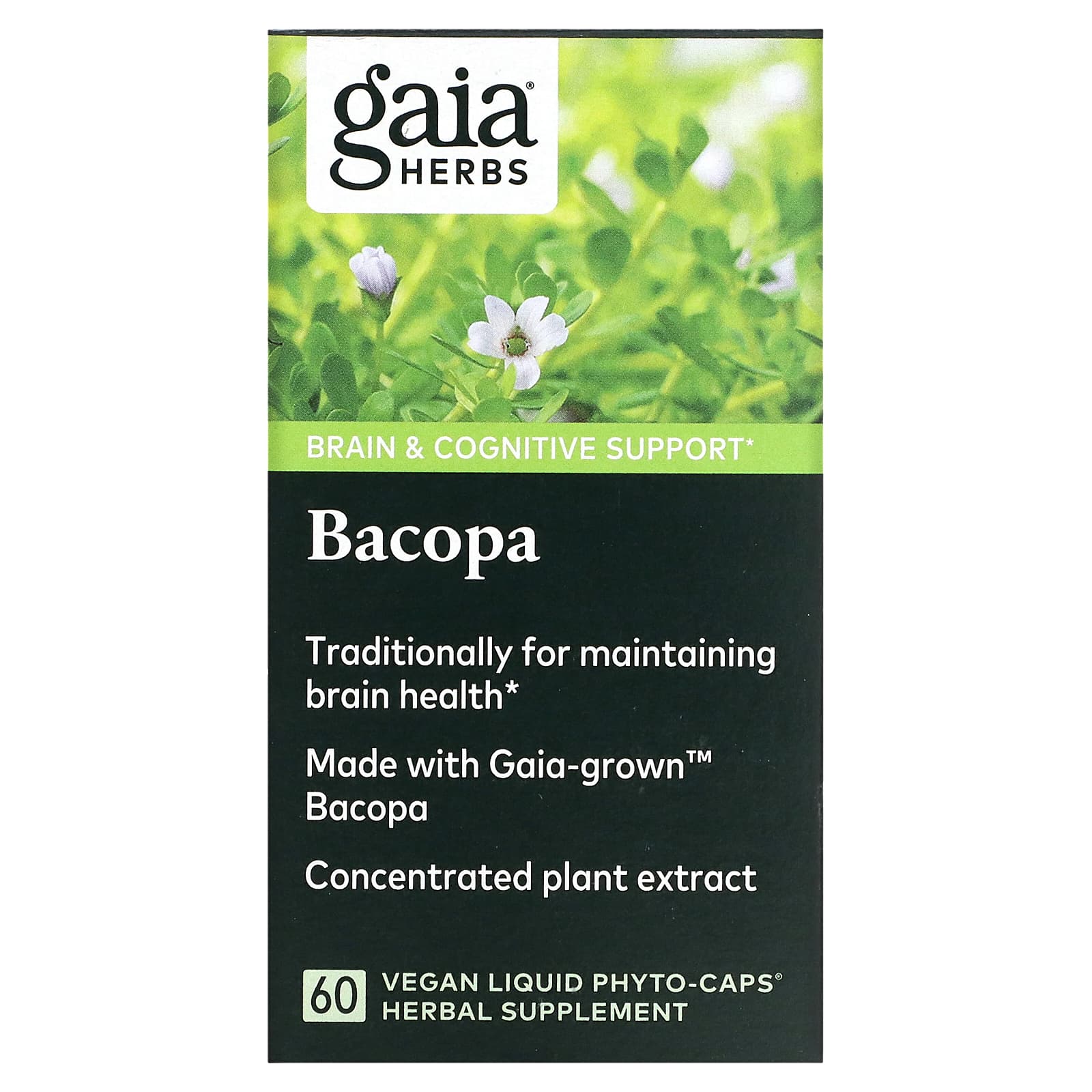 Gaia Herbs, Bacopa, 60 Vegan Liquid Phyto Caps UPC 751063150842 | HiLife Vitamins