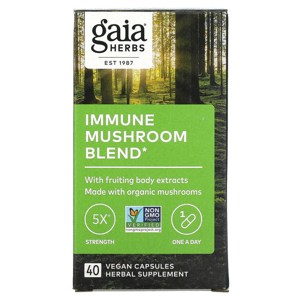 Gaia Herbs, Immune Mushroom Blend, 40 Vegan Capsules - 751063151726 | Hilife Vitamins