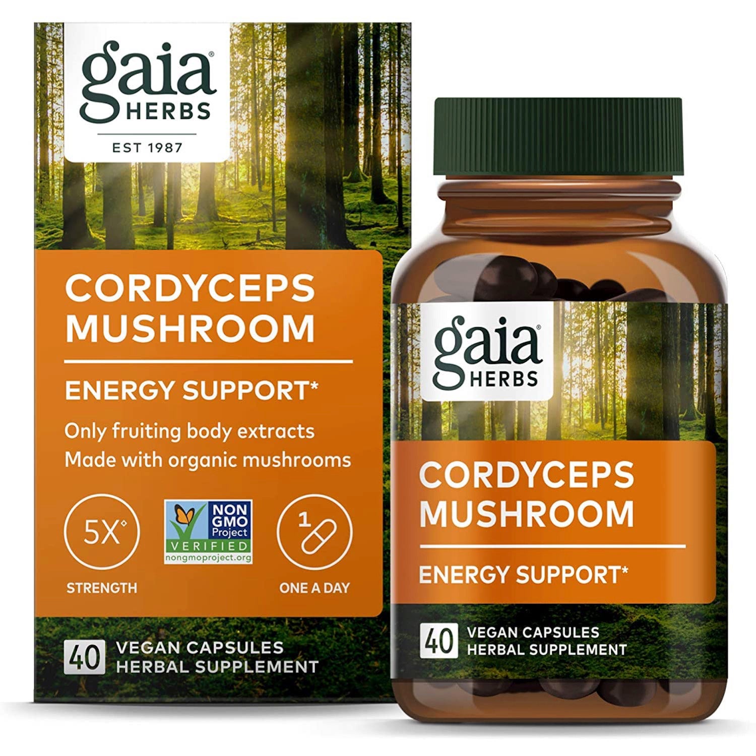 Gaia Herbs, Cordyceps Mushroom, 40 Vegan Capsules UPC 751063151740 | HiLife Vitamins