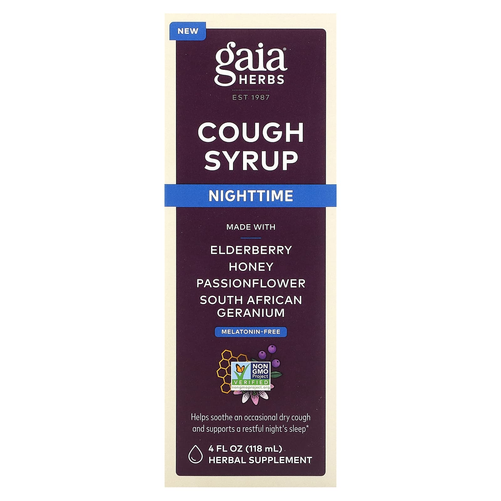 Gaia Herbs, Cough Syrup, Nighttime, 4 Oz Syrup UPC 751063152174 | HiLife Vitamins