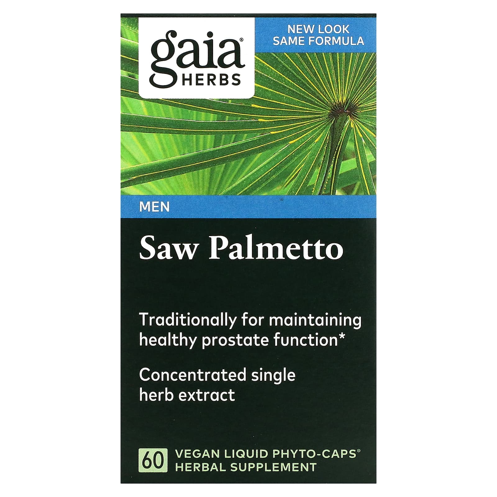 Gaia Herbs, Saw Palmetto for Men, 60 Vegan Liquid Phyto-Caps UPC 751063395724 | HiLife Vitamins