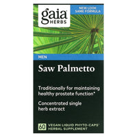Gaia Herbs, Saw Palmetto for Men, 60 Vegan Liquid Phyto-Caps UPC 751063395724 | HiLife Vitamins