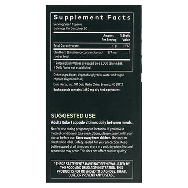 Gaia Herbs, Eleuthero Root, 60 Vegan Liquid Phyto-Caps UPC 751063396721 | HiLife Vitamins