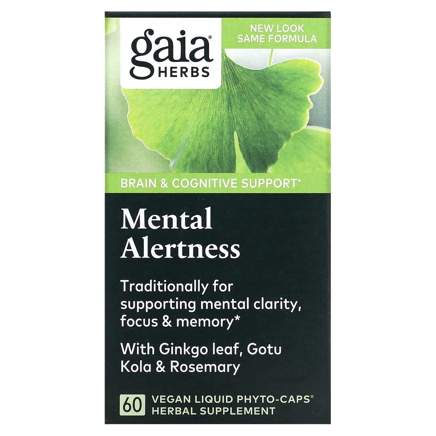 Gaia Herbs, Mental Alertness, 60 Vegan Liquid Phyto-Caps UPC 751063398602 | HiLife Vitamins