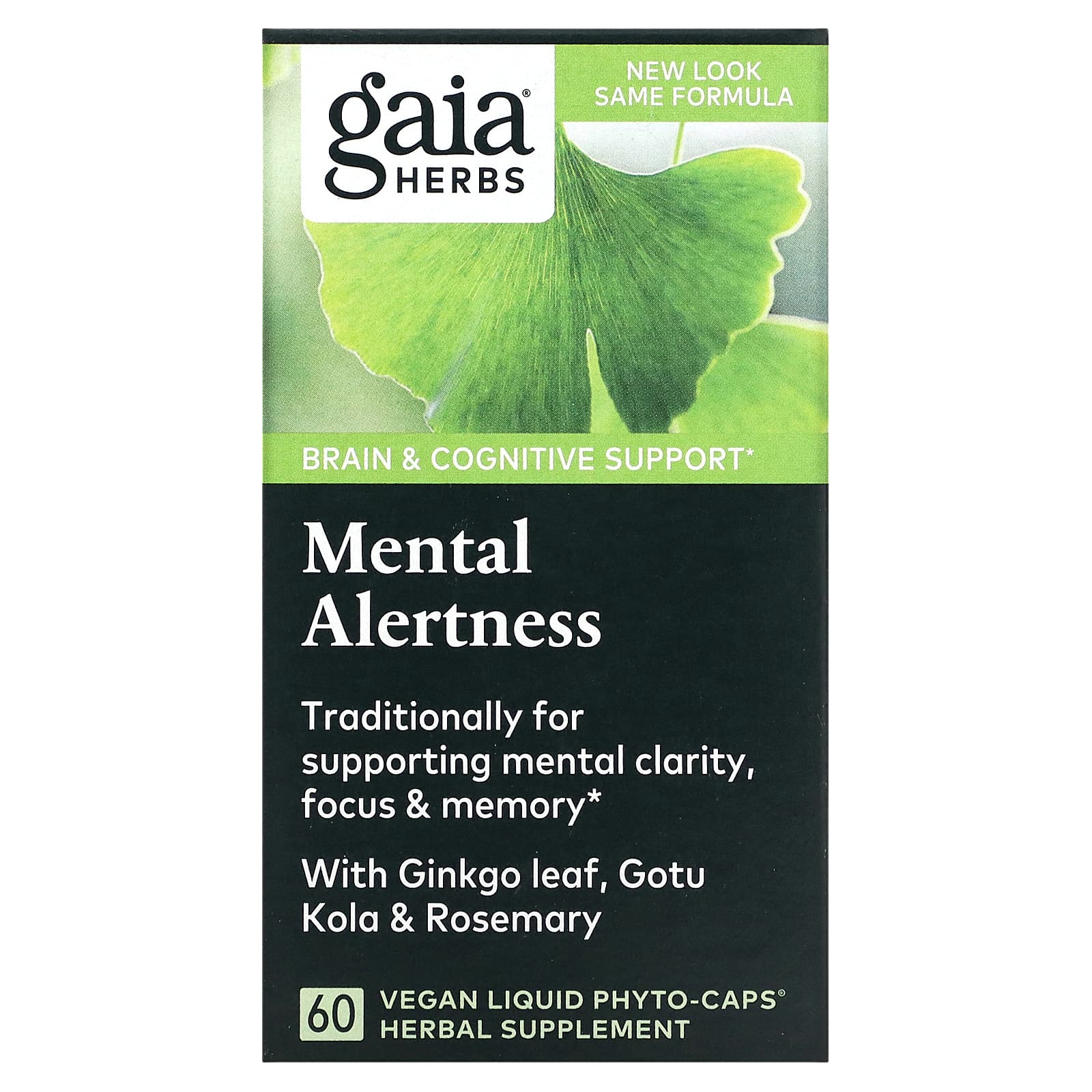 Gaia Herbs, Mental Alertness, 60 Vegan Liquid Phyto-Caps UPC 751063398602 | HiLife Vitamins