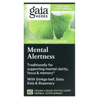Gaia Herbs, Mental Alertness, 60 Vegan Liquid Phyto-Caps UPC 751063398602 | HiLife Vitamins