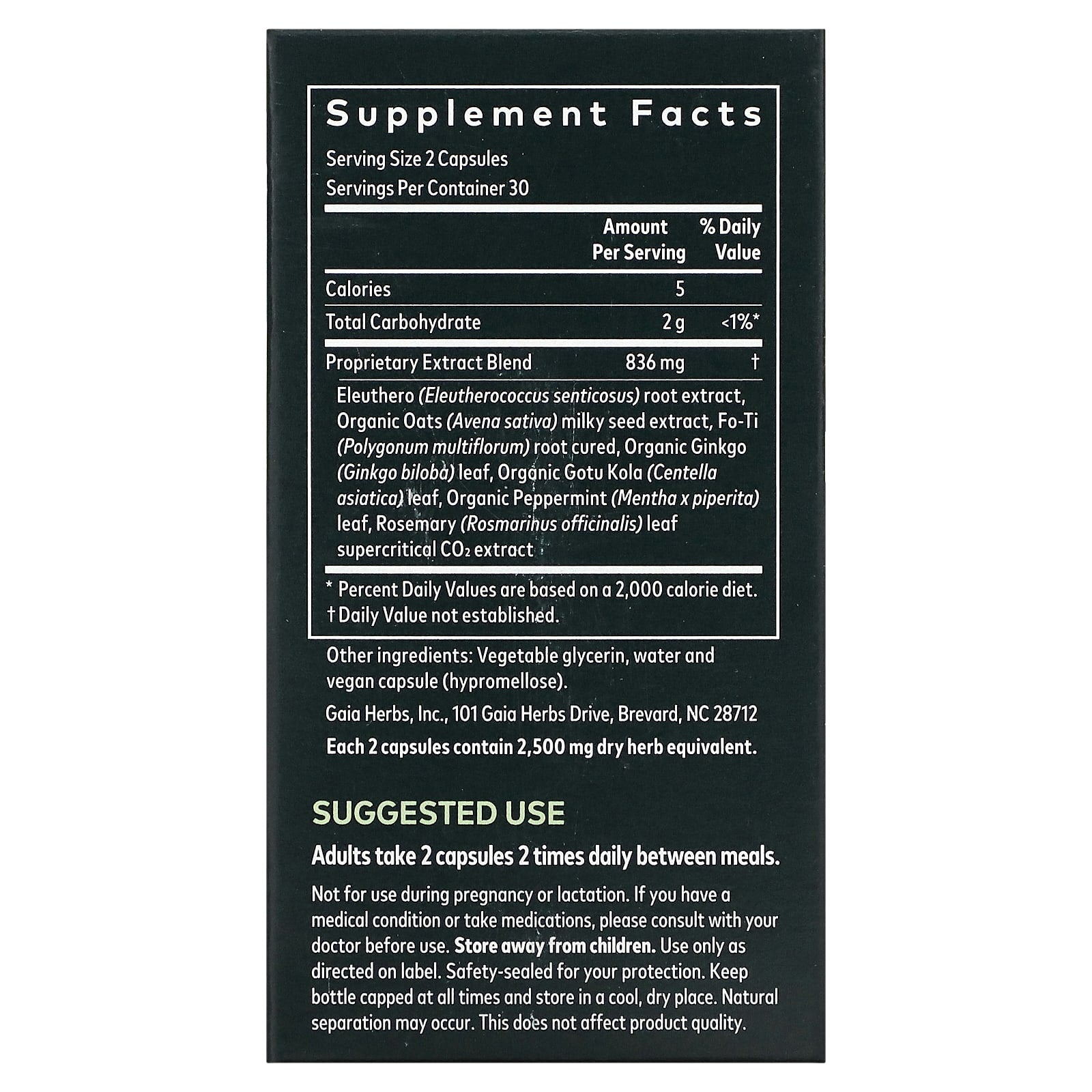 Gaia Herbs, Mental Alertness, 60 Vegan Liquid Phyto-Caps UPC 751063398602 | HiLife Vitamins