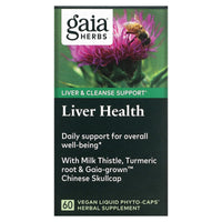 Gaia Herbs, Liver Health, 60 Vegan Liquid Phyto-Caps UPC 751063399005 | HiLife Vitamins
