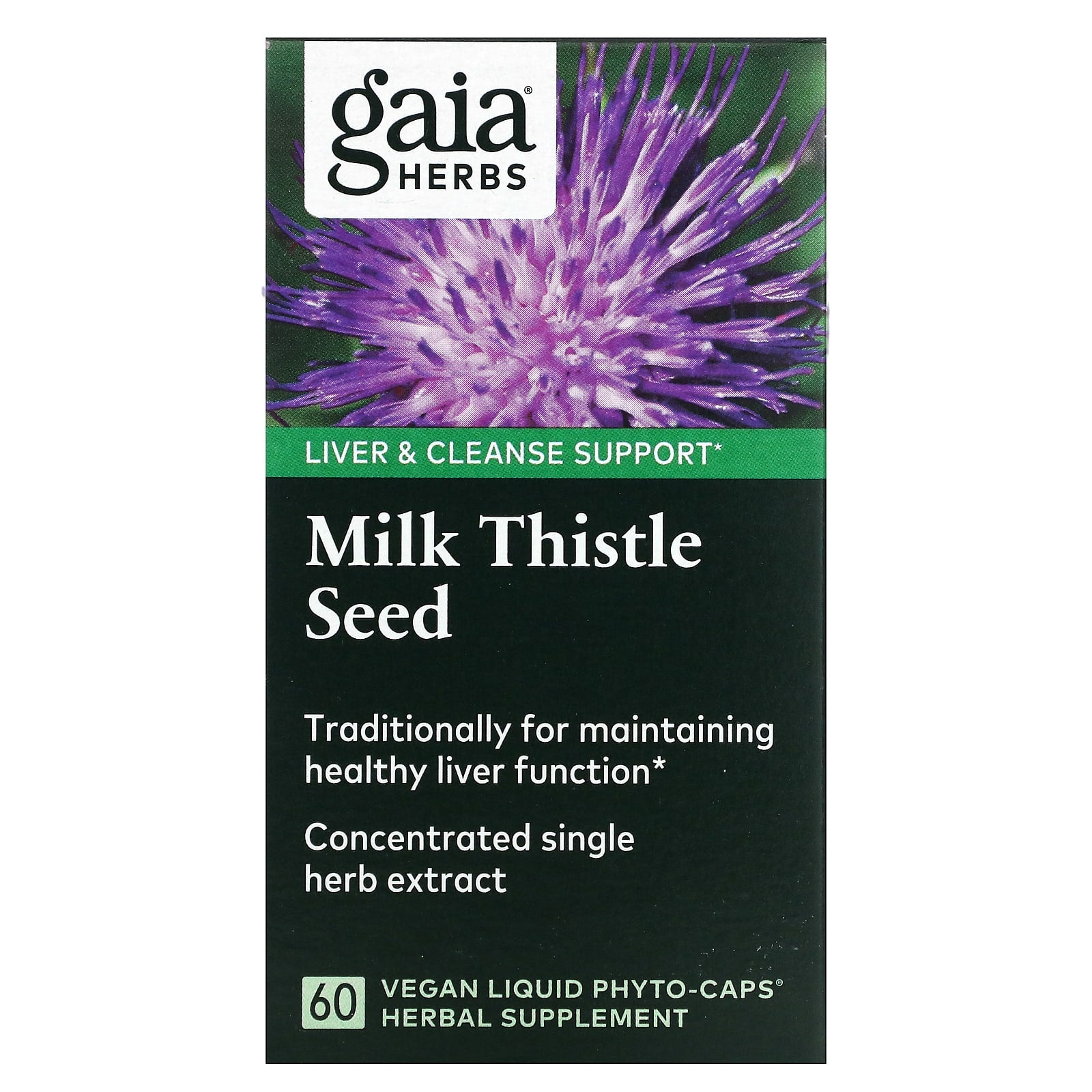 Gaia Herbs, Milk Thistle Seed, 60 Vegan Liquid Phyto-Caps UPC 751063399203 | HiLife Vitamins