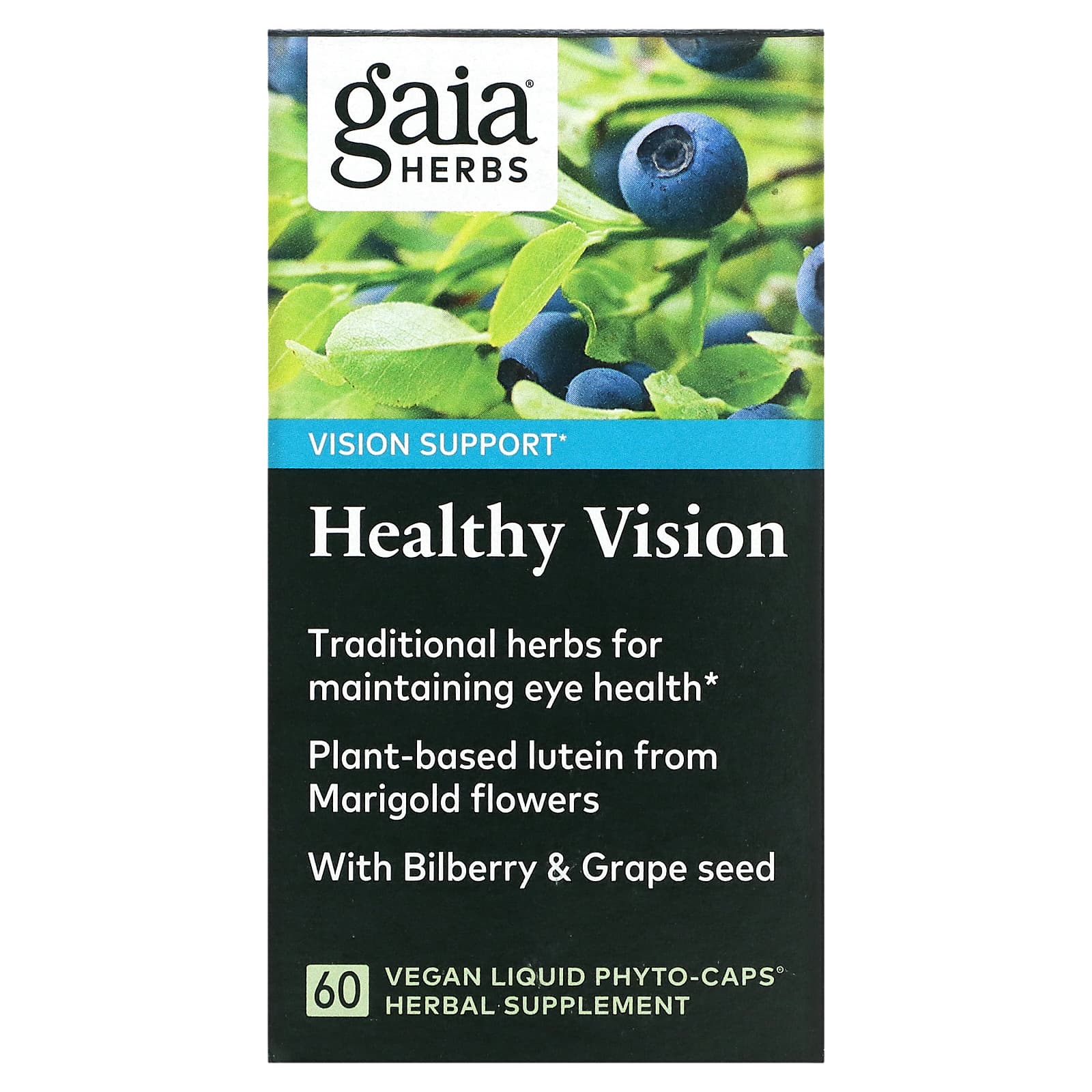 Gaia Herbs, Healthy Vision, 60 Vegan Liquid Phyto-Caps UPC 751063399708 | HiLife Vitamins