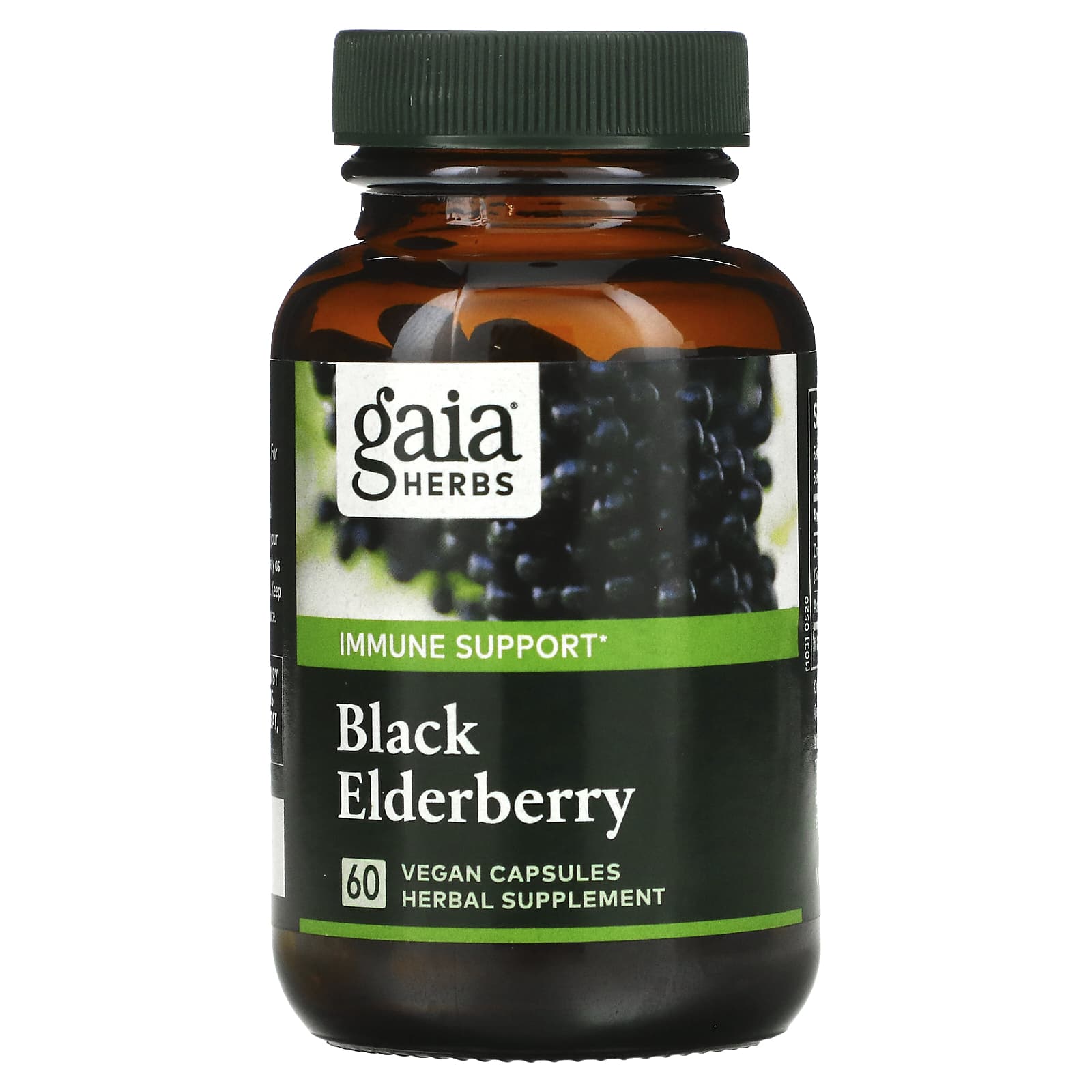 Gaia Herbs, Black Elderberry with Acerola Fruit, 60 Vegan Liquid Phyto-Caps UPC 751063400602 | HiLife Vitamins