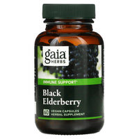 Gaia Herbs, Black Elderberry with Acerola Fruit, 60 Vegan Liquid Phyto-Caps UPC 751063400602 | HiLife Vitamins