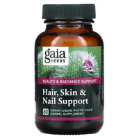 Gaia Herbs, Hair, Skin & Nail Support, 60 Vegan Liquid Phyto-Caps UPC 751063400800 | HiLife Vitamins