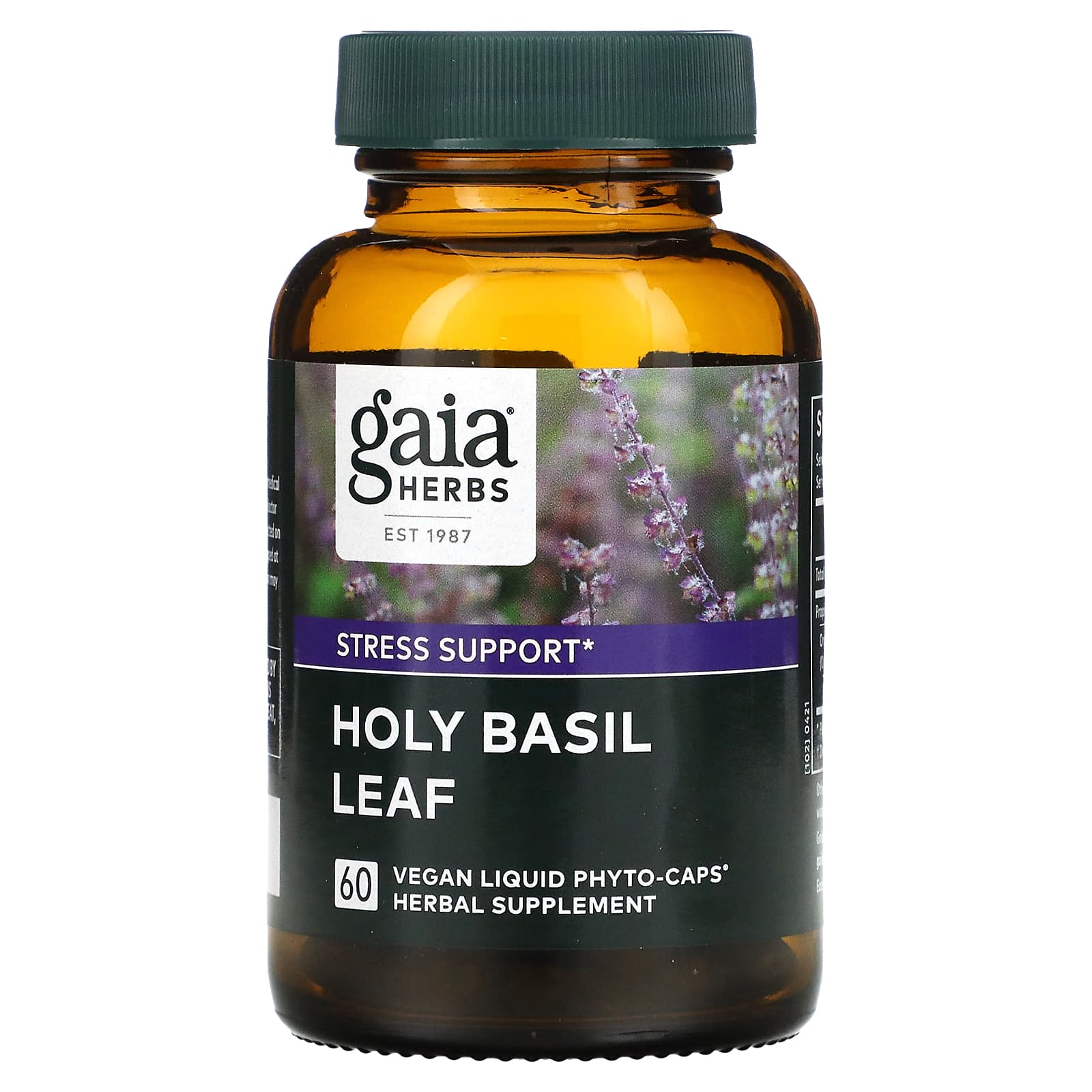 Gaia Herbs, Holy Basil Leaf, 60 Vegan Liquid Phyto-Caps UPC 751063402309 | HiLife Vitamins