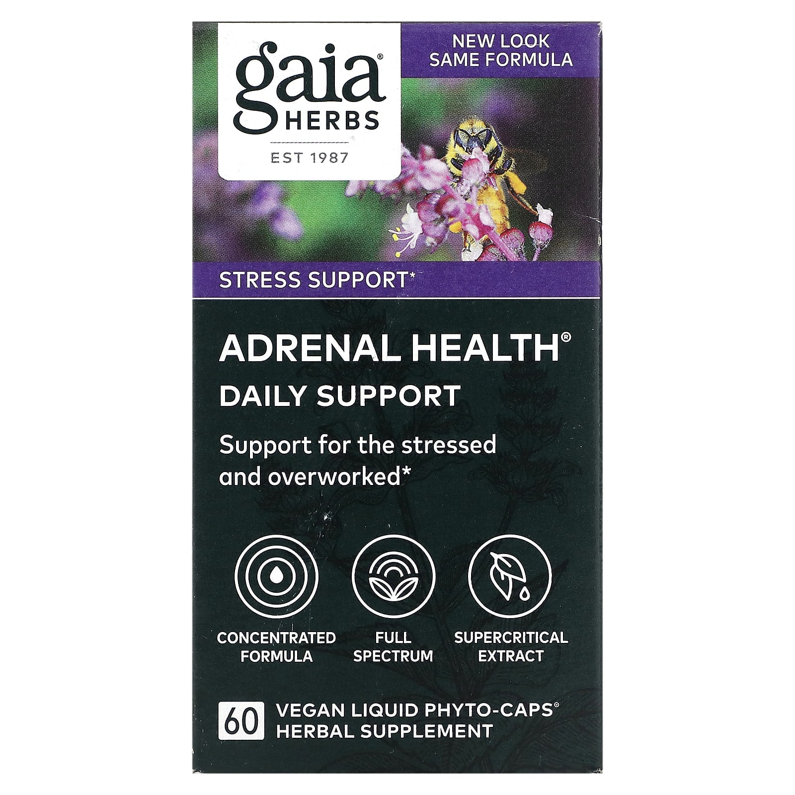 Gaia Herbs, Adrenal Health, 60 Capsules UPC 751063403009 | HiLife Vitamins