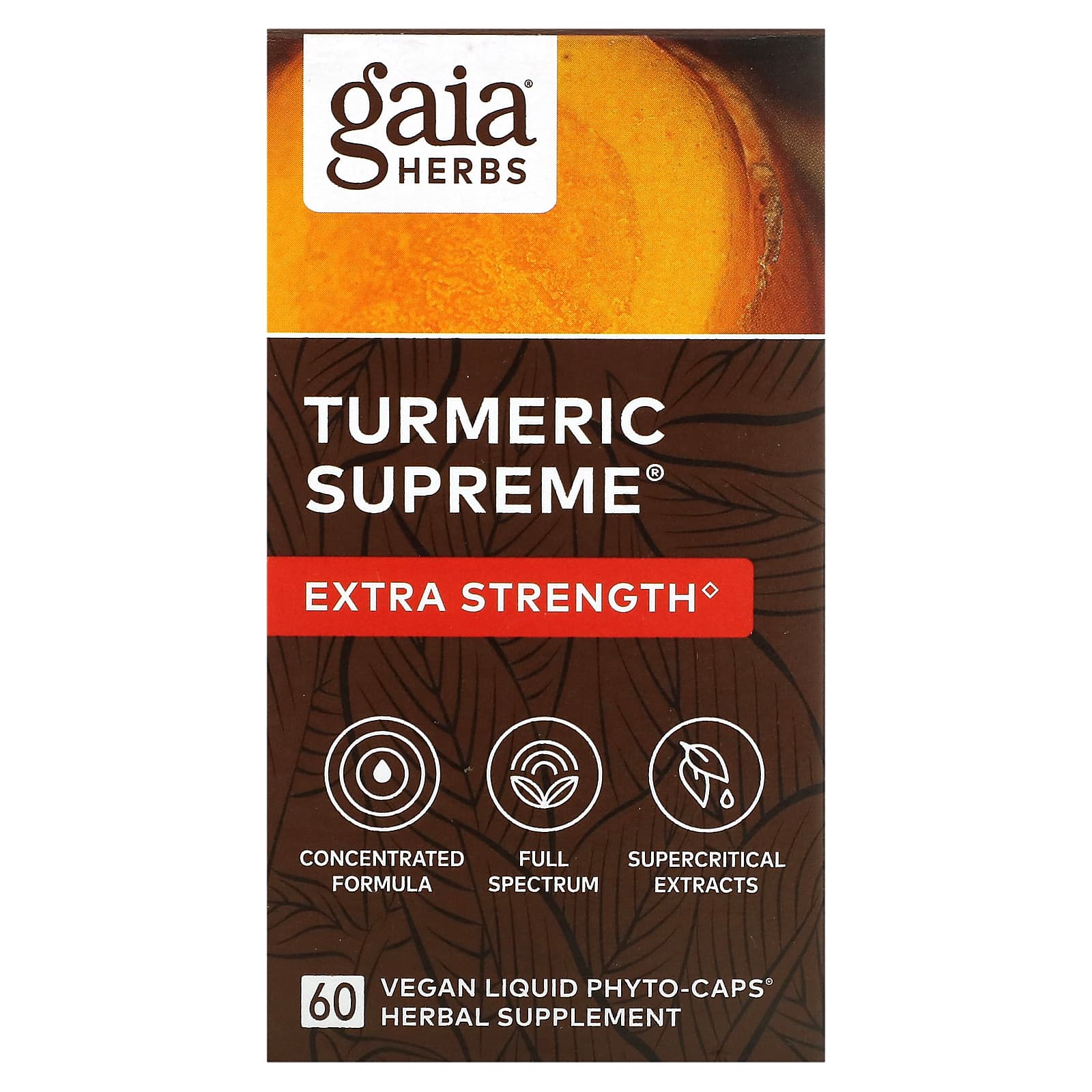 Gaia Herbs, Turmeric Supreme: Extra Strength, 60 Capsules UPC 751063403108 | HiLife Vitamins