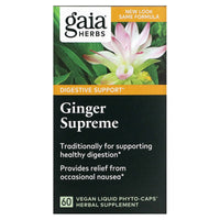 Gaia Herbs, Ginger Supreme, 60 Vegan Liquid Phyto-Caps UPC 751063403801 | HiLife Vitamins