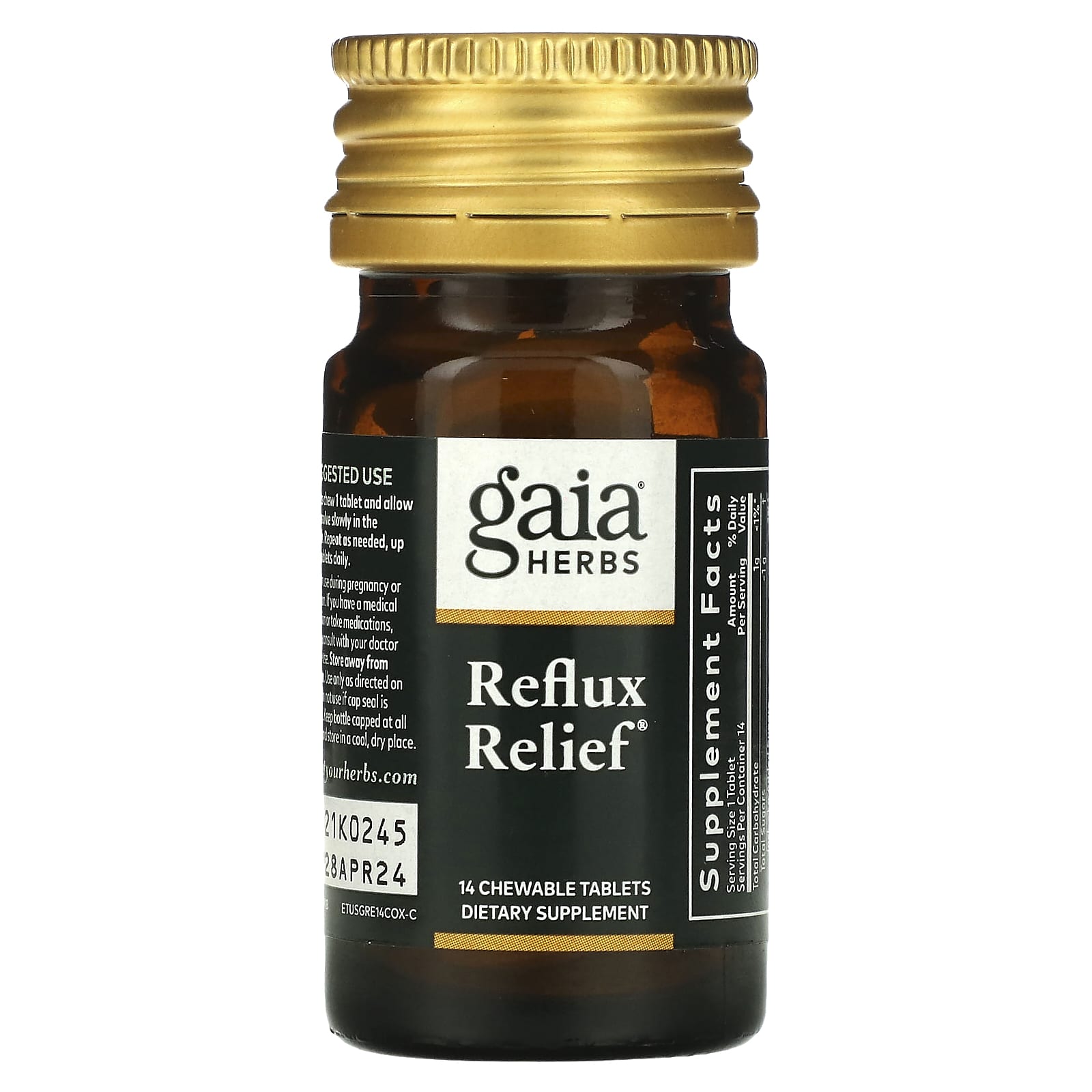 Gaia Herbs, Reflux Relief, 24 Tablets UPC 751063996174 | HiLife Vitamins