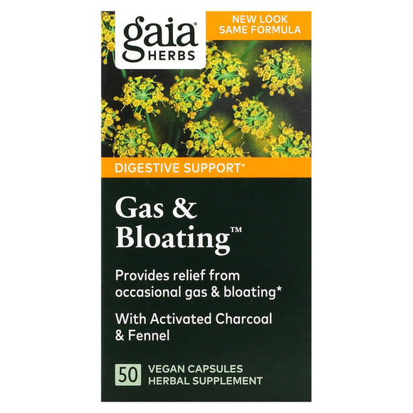 Gaia Herbs, Gas & Bloating, 50 Capsules - 751063996198 | Hilife Vitamins