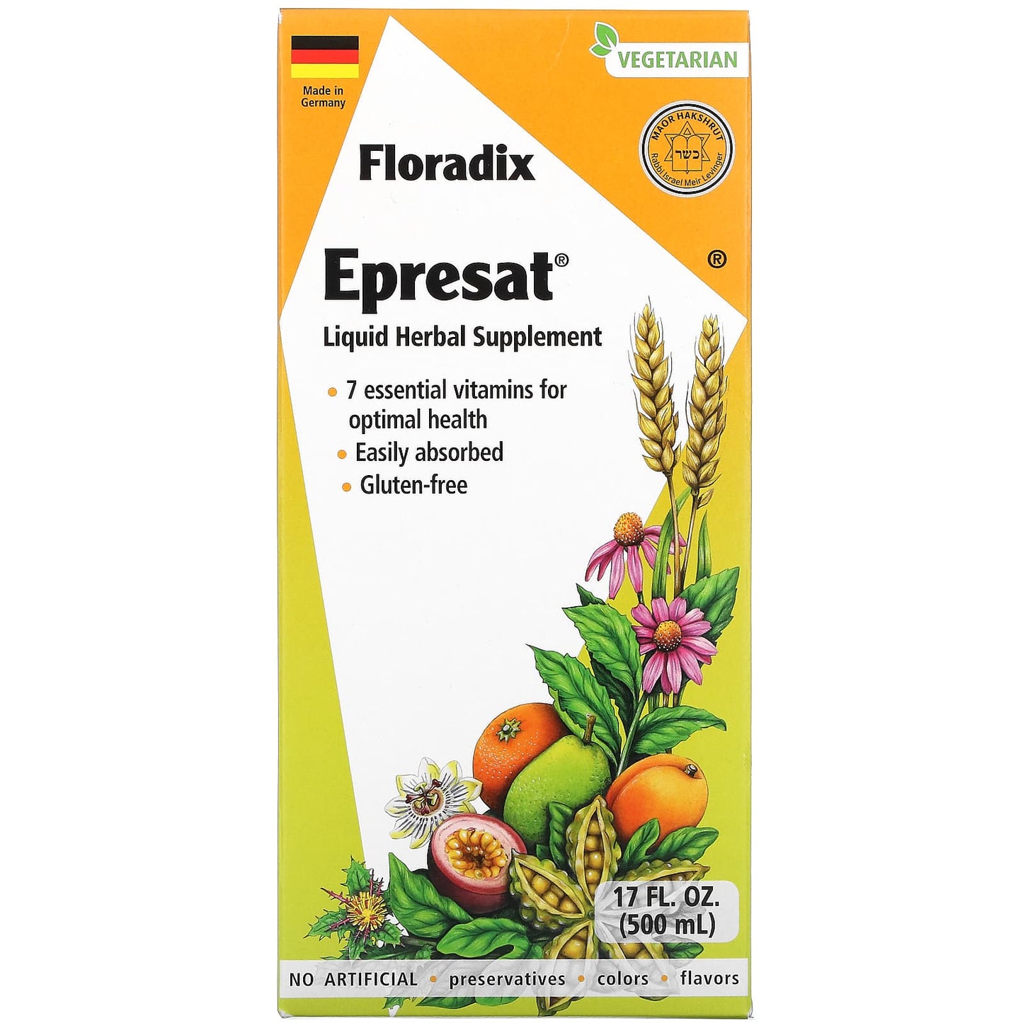 Gaia Herbs, Floradix, Epresat, Liquid Herbal Supplement, 17 Oz Liquid Extract UPC 850026260052 | HiLife Vitamins