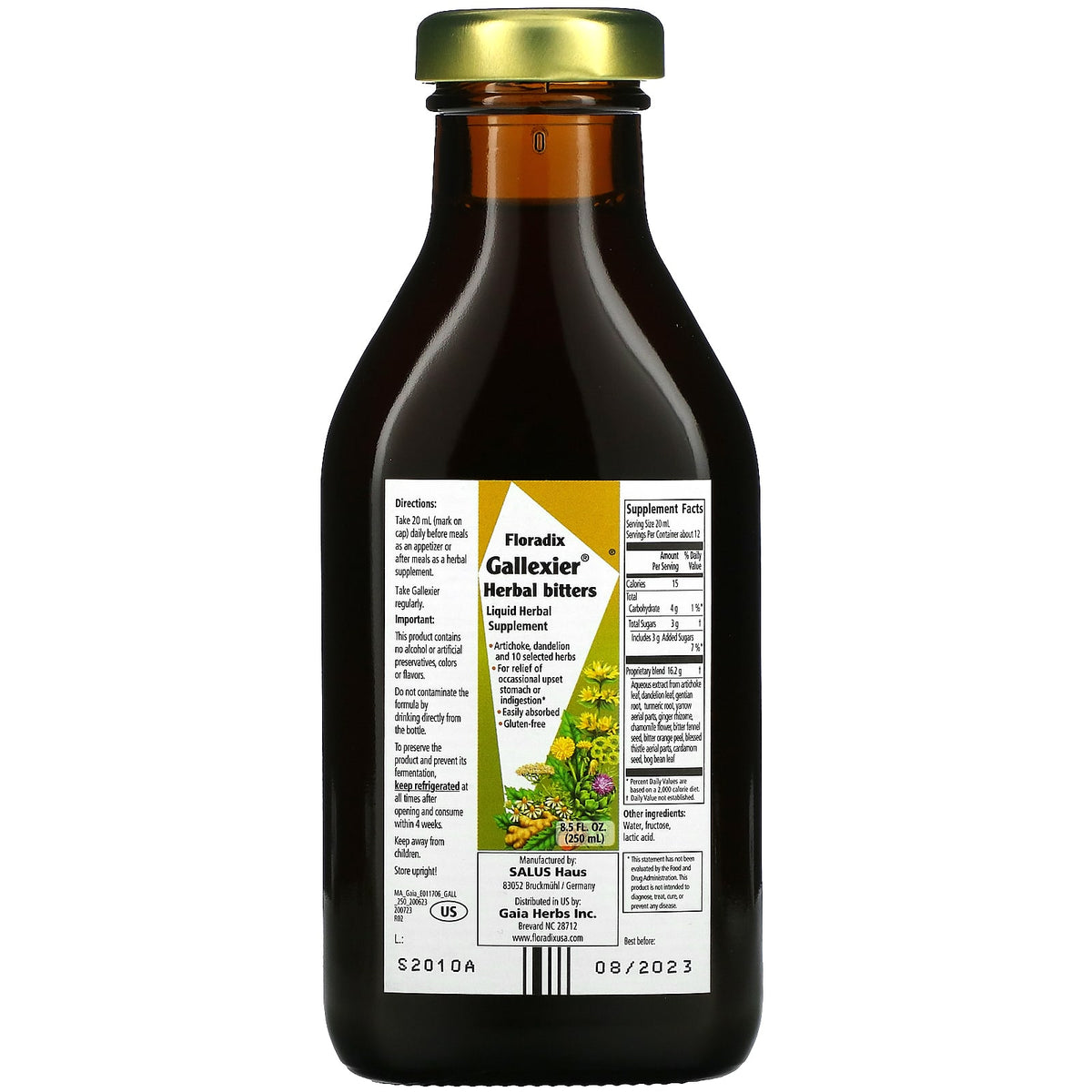 Gaia Herbs, Floradix, Gallexier Herbal Bitters, Liquid Herbal ...