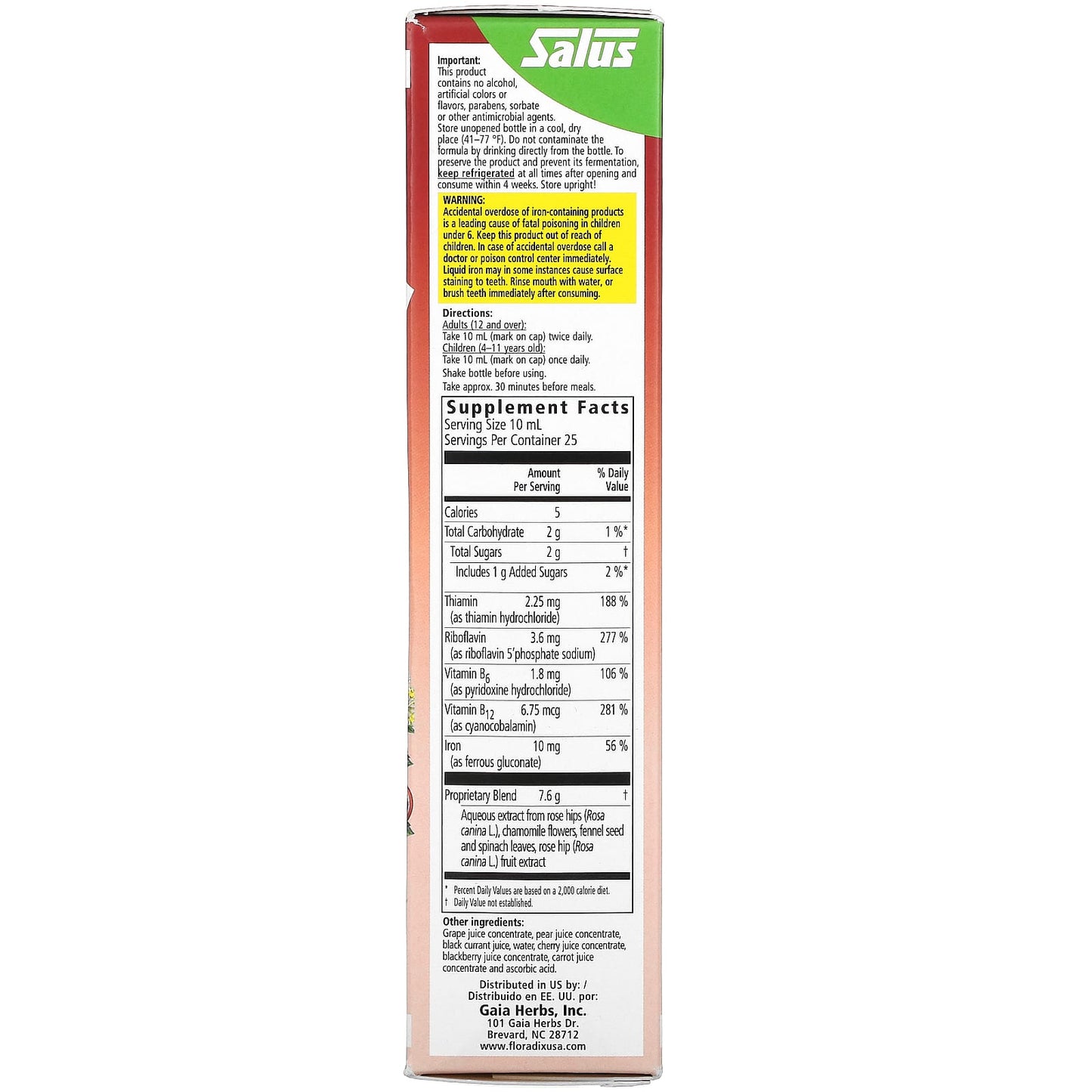 Gaia Herbs, Floradix, Floravital Iron & Herbs, 8.5 Oz Liquid Extract UPC 850026260120 | HiLife Vitamins
